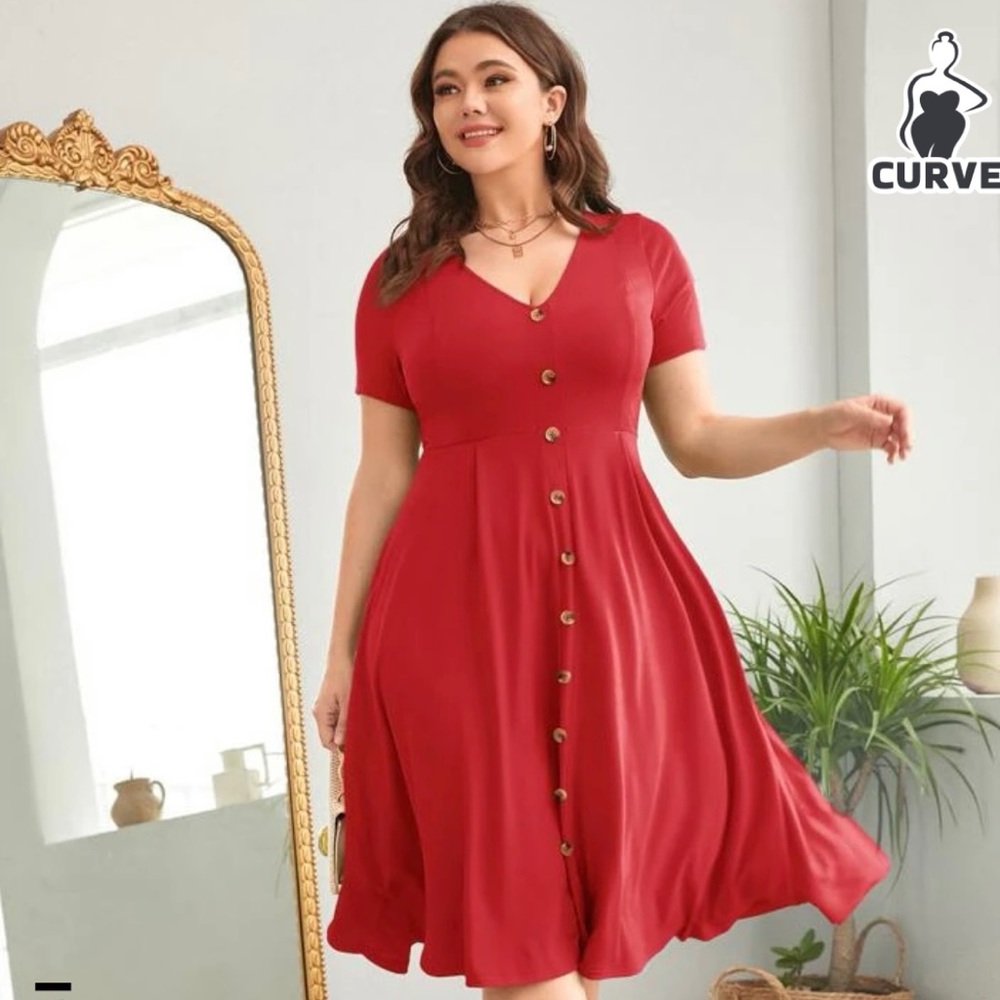 SHEIN Clasi Plus Red Dress